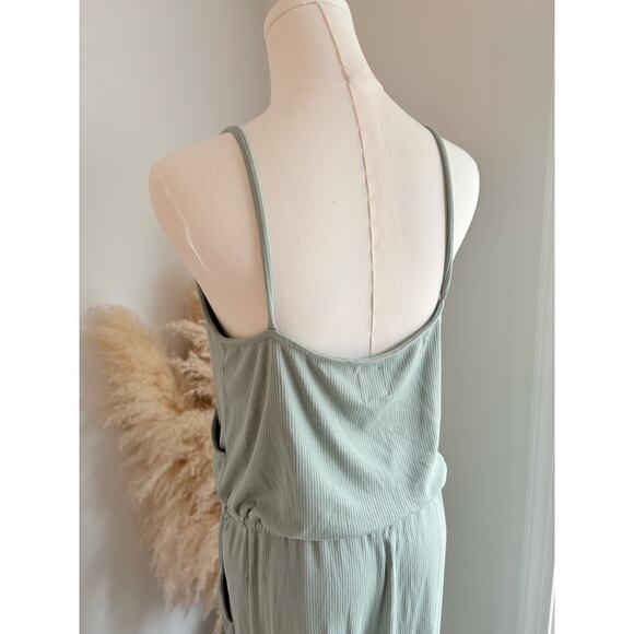 NWT GAP Ribbed Wrap Jumpsuit Womens Medium Gasoline Green - Picture 8 of 10